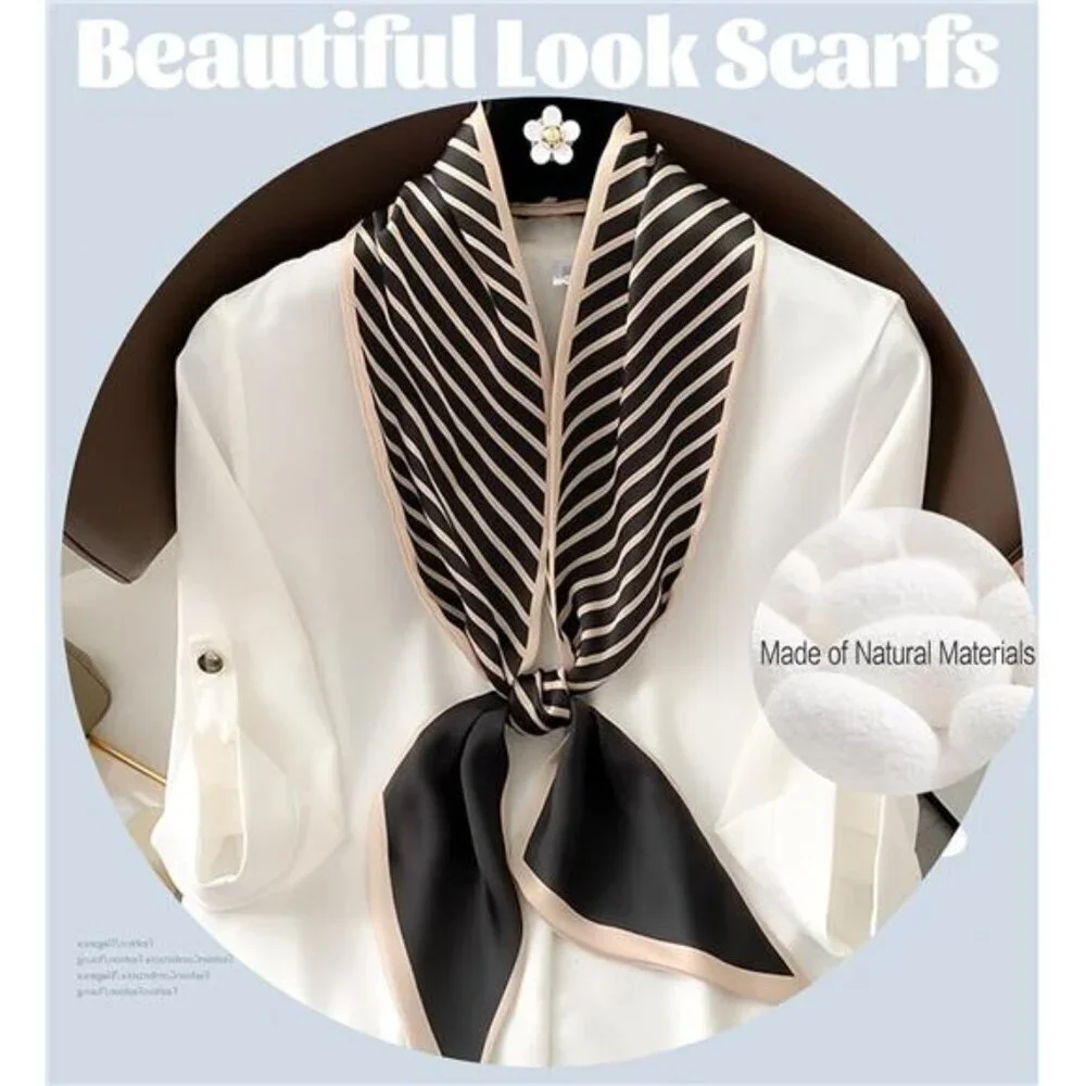 Mulberry Silk-Like Satin Head Scarf Square Neck Scarf for Bag Accessory Gift